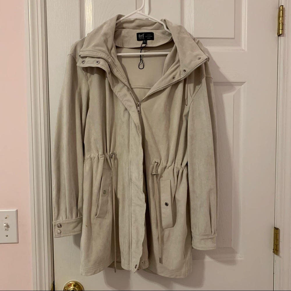 Beige Suede Hooded Jacket from Zara